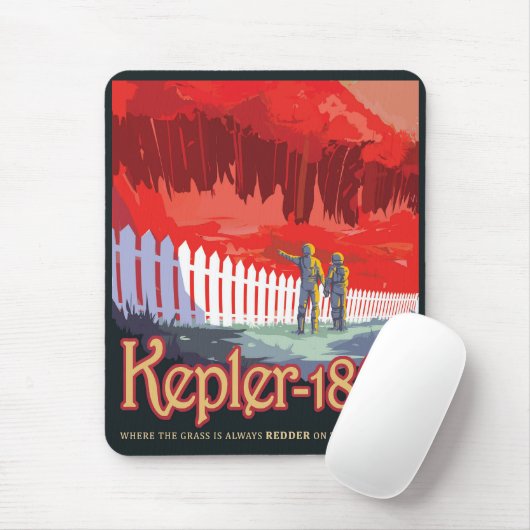 Retro Space Poster von Kepler-186f. Mousepad (Mit Mouse)