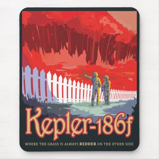 Retro Space Poster von Kepler-186f. Mousepad (Vorne)