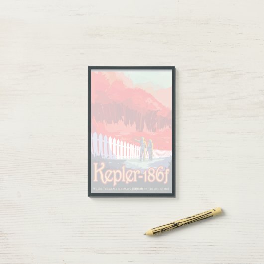 Retro Space Poster von Kepler-186f. Post-it Klebezettel (Auf Schreibtisch)