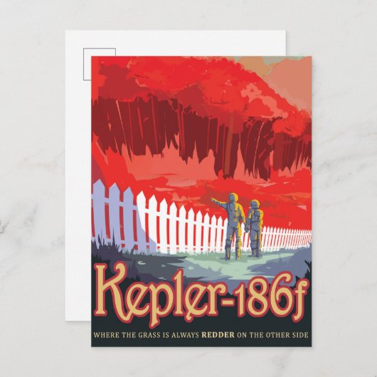 Retro Space Poster von Kepler-186f. Postkarte (Vorne/Hinten)