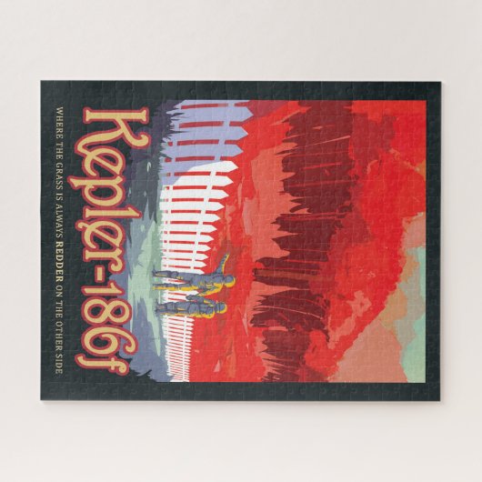 Retro Space Poster von Kepler-186f. Puzzle (Horizontal)