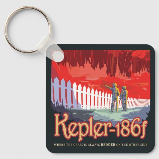 Retro Space Poster von Kepler-186f. Schlüsselanhänger (Vorderseite)