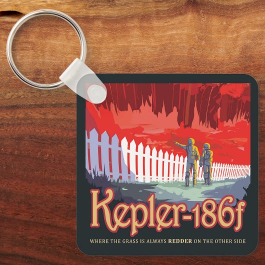 Retro Space Poster von Kepler-186f. Schlüsselanhänger (Vorderseite)
