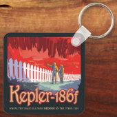 Retro Space Poster von Kepler-186f. Schlüsselanhänger (Rückseite)
