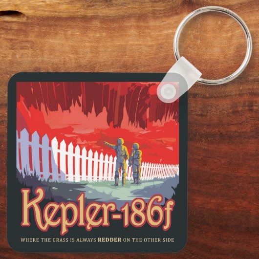 Retro Space Poster von Kepler-186f. Schlüsselanhänger (Rückseite)