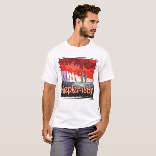 Retro Space Poster von Kepler-186f. T-Shirt (Vorne ganz)