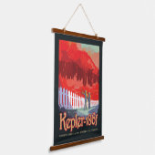 Retro Space Poster von Kepler-186f. Wandteppich Mit Holzrahmen (Gewinkelt)