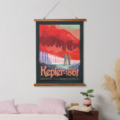 Retro Space Poster von Kepler-186f. Wandteppich Mit Holzrahmen (Schlafzimmer)