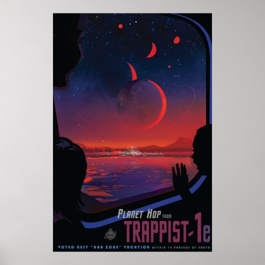 Retro Space Poster - Zuschauer beobachten Trappist (Vorne)