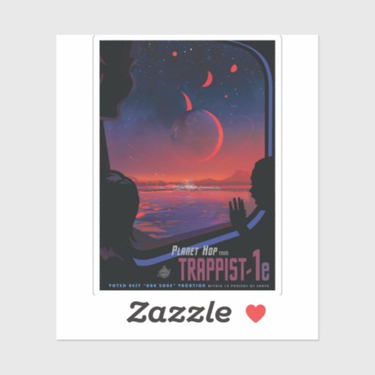 Retro Space Poster - Zuschauer beobachten Trappist Aufkleber (Blatt)