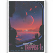 Retro Space Poster - Zuschauer beobachten Trappist Aufkleber (Vorderseite)