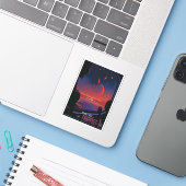 Retro Space Poster - Zuschauer beobachten Trappist Aufkleber (Laptop mit iPhone)