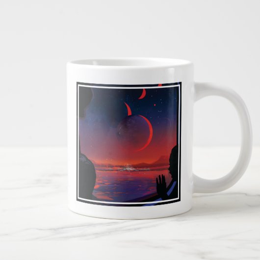 Retro Space Poster - Zuschauer beobachten Trappist Jumbo-Tasse (Rechts)