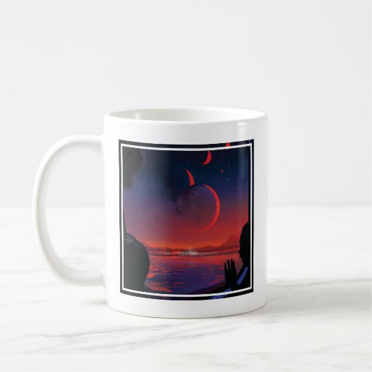 Retro Space Poster - Zuschauer beobachten Trappist Kaffeetasse (Links)