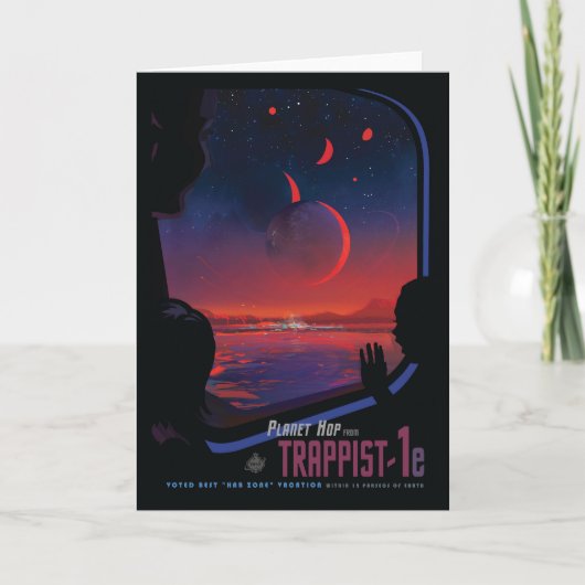Retro Space Poster - Zuschauer beobachten Trappist Karte (Vorderseite)