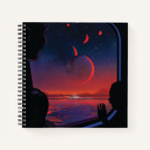 Retro Space Poster - Zuschauer beobachten Trappist Notizblock (Vorderseite)