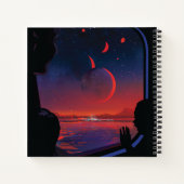 Retro Space Poster - Zuschauer beobachten Trappist Notizblock (Rückseite)