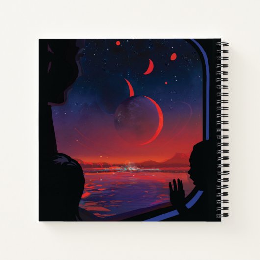 Retro Space Poster - Zuschauer beobachten Trappist Notizblock (Rückseite)