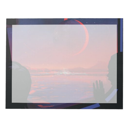 Retro Space Poster - Zuschauer beobachten Trappist Notizblock (Vorderseite)