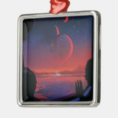 Retro Space Poster - Zuschauer beobachten Trappist Ornament Aus Metall (Links)