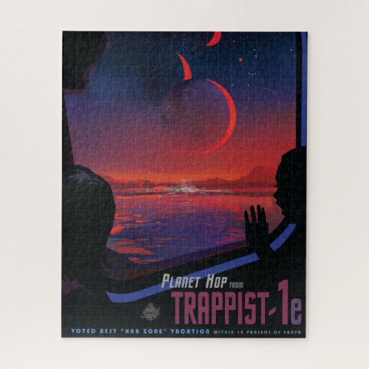 Retro Space Poster - Zuschauer beobachten Trappist Puzzle (Vertikal)