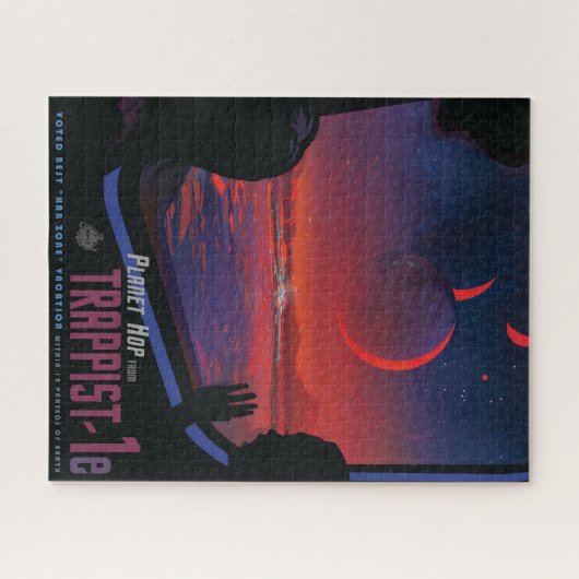 Retro Space Poster - Zuschauer beobachten Trappist Puzzle (Horizontal)