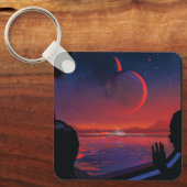 Retro Space Poster - Zuschauer beobachten Trappist Schlüsselanhänger (Vorderseite)