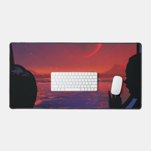 Retro Space Poster - Zuschauer beobachten Trappist Schreibtischunterlage (Tastatur & Maus)