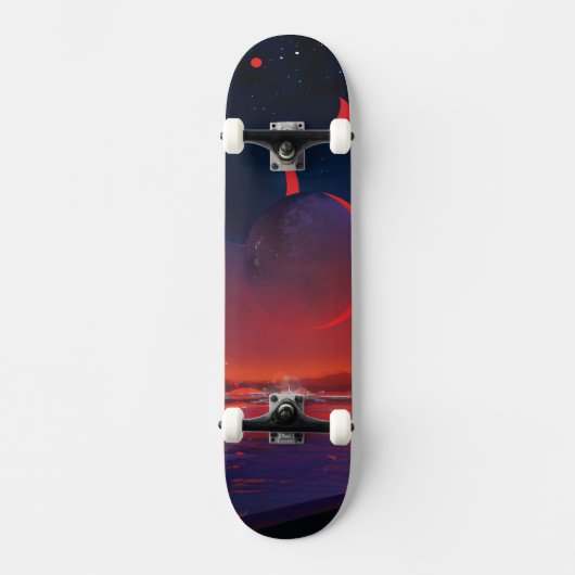 Retro Space Poster - Zuschauer beobachten Trappist Skateboard (Vorderseite)