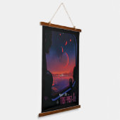 Retro Space Poster - Zuschauer beobachten Trappist Wandteppich Mit Holzrahmen (Gewinkelt)