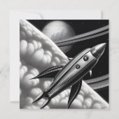 Retro Space Raketenkarte (Rückseite)
