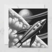 Retro Space Raketenkarte