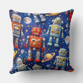 Retro space robots Galactic voyage decorative thro Kissen (Rückseite)