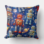 Retro space robots Galactic voyage decorative thro Kissen (Vorderseite)