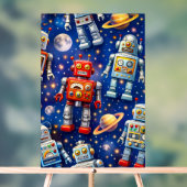 Retro space robots Galactic voyage fine art poster (Neutral)