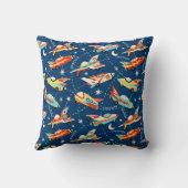 Retro Space Rocket Cars Personalisierter Name Kissen (Rückseite)