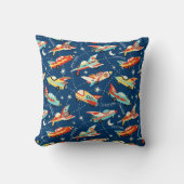 Retro Space Rocket Cars Personalisierter Name Kissen (Vorderseite)