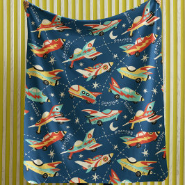 Retro Space Rocket Cars Personalisierter Name Sherpadecke