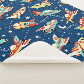 Retro Space Rocket Cars Personalisierter Name Sherpadecke (3/4)