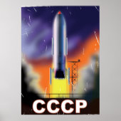 Retro Space Rocket Poster der sowjetischen Gewerks (Vorne)