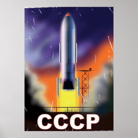 Retro Space Rocket Poster der sowjetischen Gewerks (Vorne)
