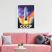 Retro Space Rocket Poster der sowjetischen Gewerks Leinwanddruck (Insitu (Wohnzimmer))