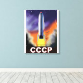 Retro Space Rocket Poster der sowjetischen Gewerks Leinwanddruck (Insitu (Holzboden))