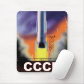 Retro Space Rocket Poster der sowjetischen Gewerks Mousepad (Mit Mouse)