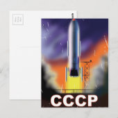 Retro Space Rocket Poster der sowjetischen Gewerks Postkarte (Vorne/Hinten)