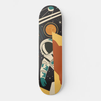 Retro Space Szene mit Astronautenskateboard Skateboard