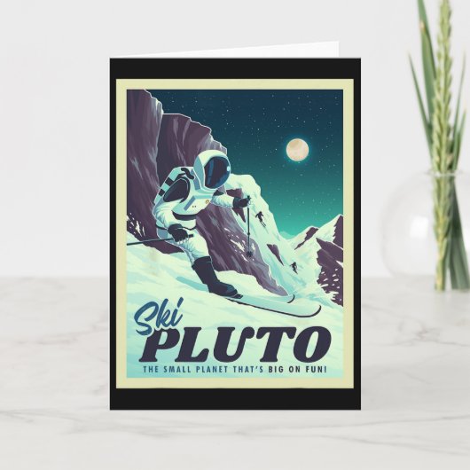 Retro Space Tourism Ski Pluto Skiing Skier  Karte (Vorderseite)