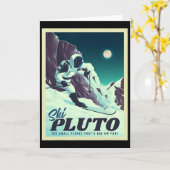 Retro Space Tourism Ski Pluto Skiing Skier Karte (Gelbe Blume)