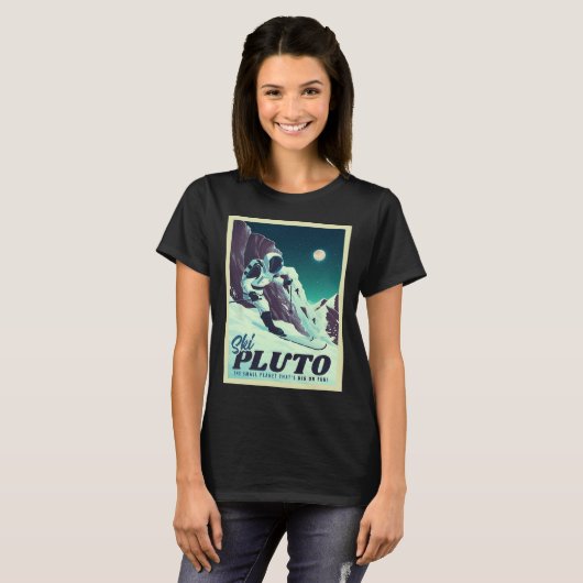 Retro Space Tourism Ski Pluto Skiing Skier T-Shirt (Vorne ganz)