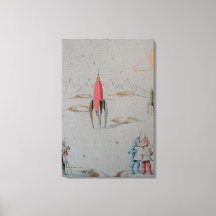 Retro Space Travel Doppelte Leinwand